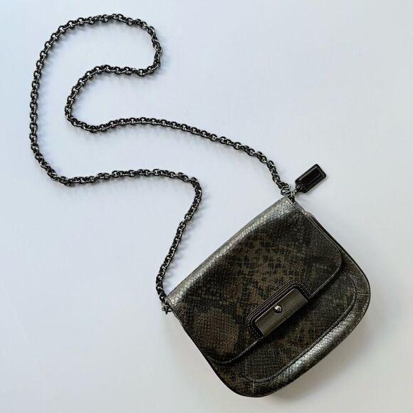 Coach Kristin Python Embossed Crossbody Bag w/ Detachable Chain Strap - Picture 2 of 16